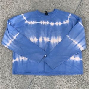 Blue tie died oversized shirt